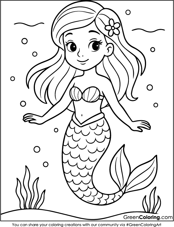 Printable Mermaid Coloring Pages