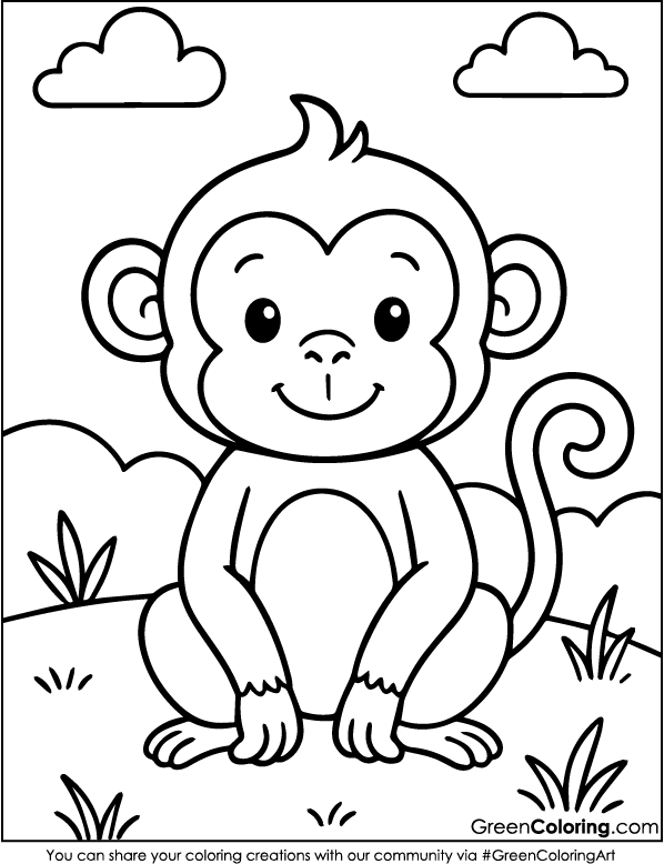Printable Monkey Coloring Pages