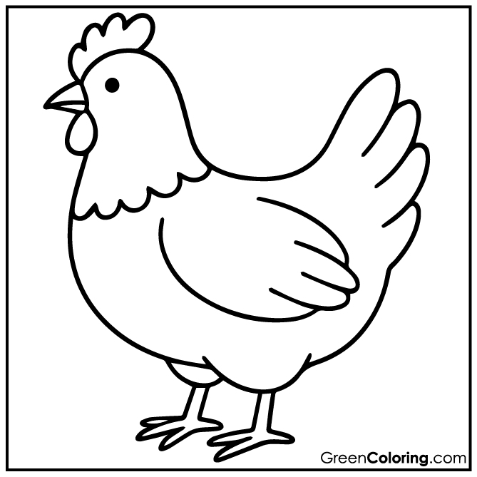 Simple Chicken Coloring Pages