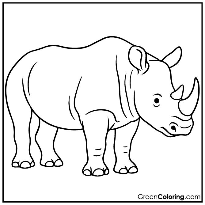 Simple Rhino Coloring Pages