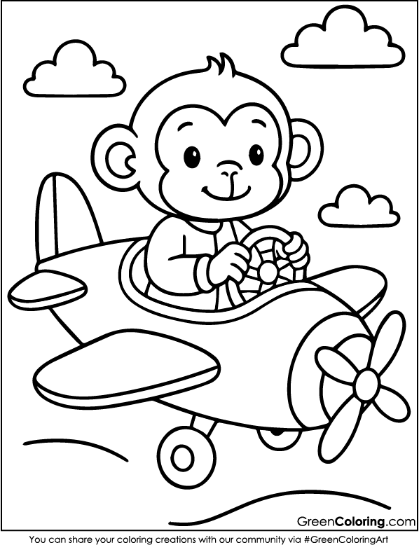 Download Free Printable Airplane Coloring Page PDF