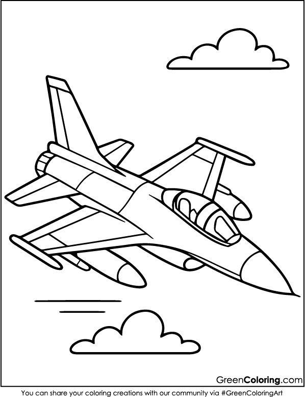 Download Free Printable Fighter Jet Coloring Pages PDF