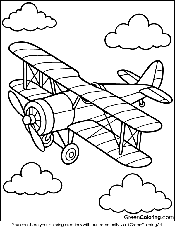 Simple Airplane Coloring Pages for Kids and Toddlers