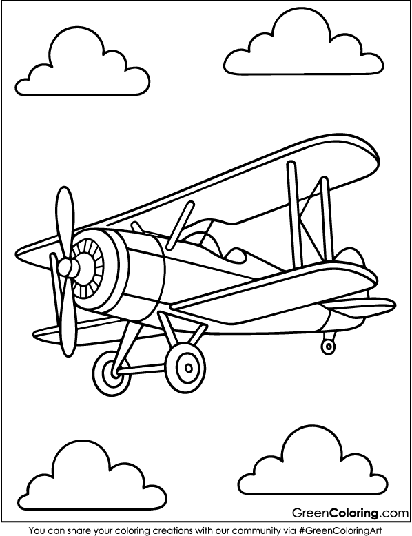 Cute Airplane Coloring Pages for Kids and Toddlers