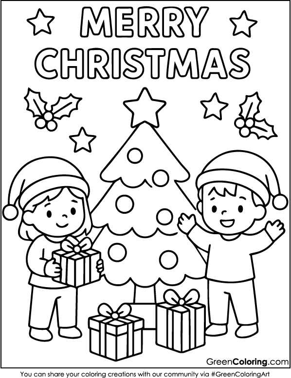 Easy Christmas Coloring Page for Toddlers
