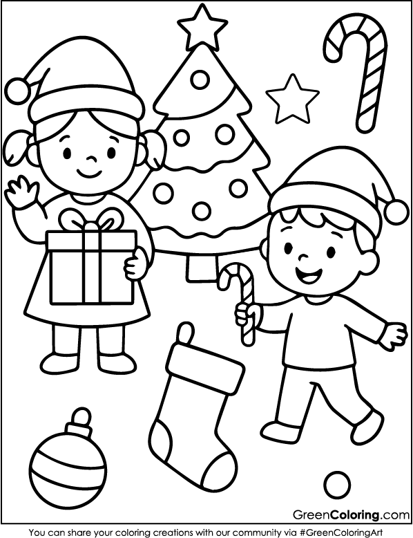 Easy Christmas Coloring Page for Toddlers