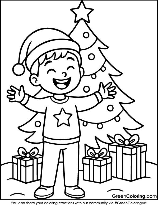 Happy Christmas Coloring Pages for Kids