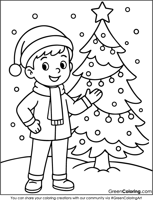 Download Printable Free Merry Christmas Coloring Page PDF