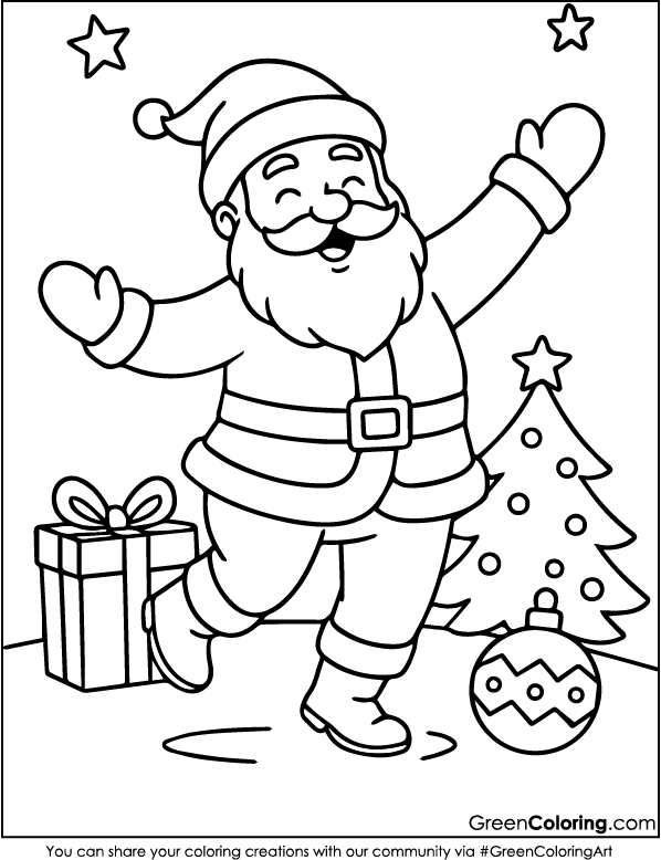 Download Printable Free Merry Christmas Coloring Page PDF