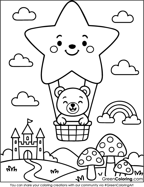 Download Free Printable Hot Air Balloon Coloring Page PDF