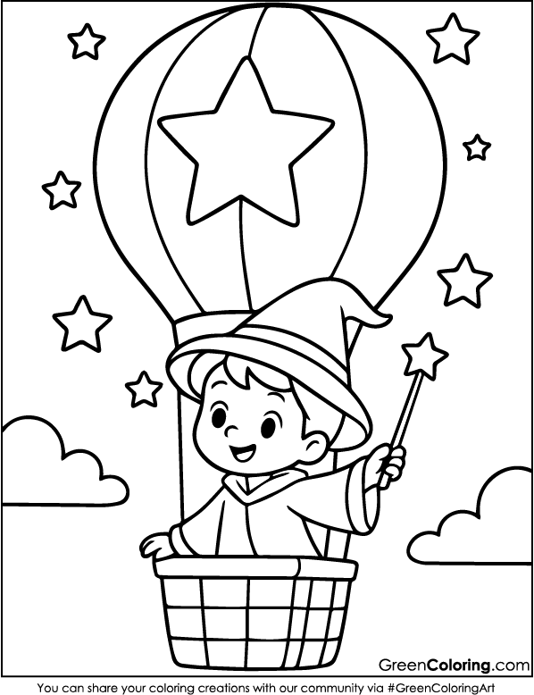 Download Free Printable Hot Air Balloon Coloring Sheets PDF