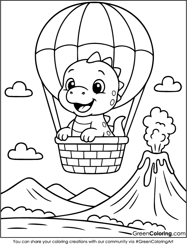 Simple Hot Air Balloon Coloring Pages for Kids and Toddlers