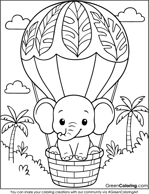 Hot Air Balloon Coloring Page
