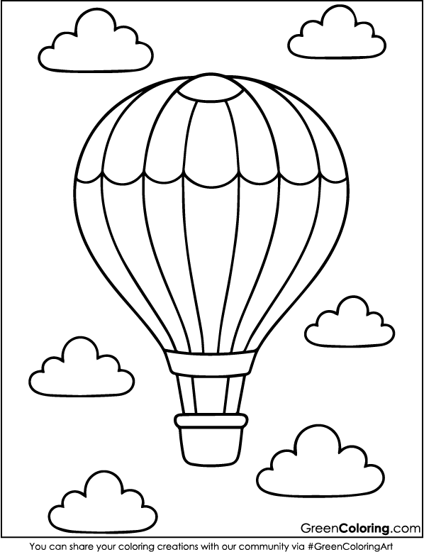 Easy Hot Air Balloon Coloring Pages