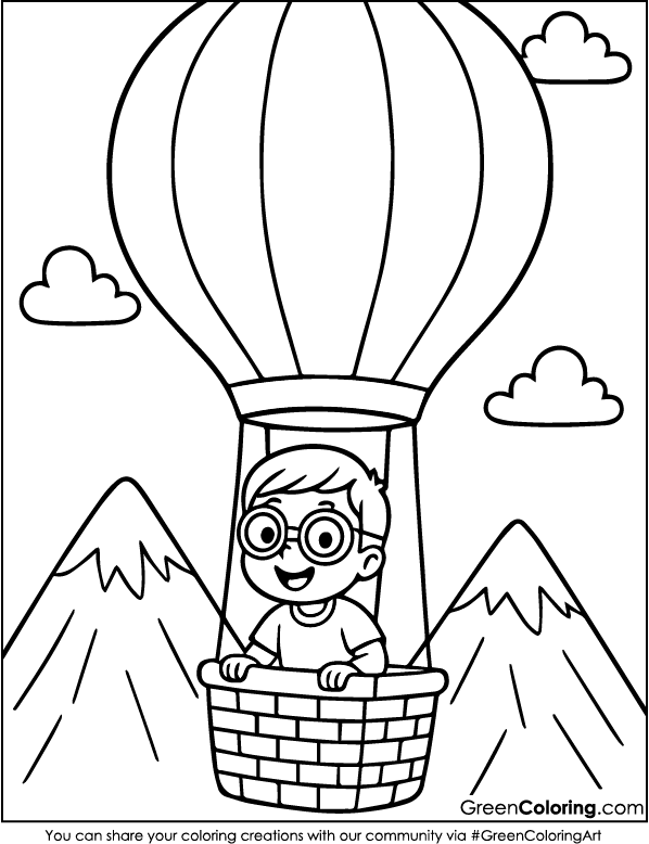Hot Air Balloon Coloring Pages