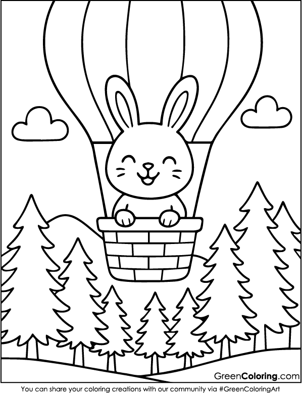 Hot Air Balloon Coloring Pages PDF