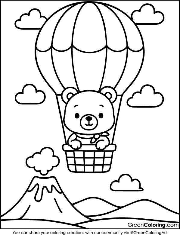 Hot Air Balloon Coloring Pages PDF
