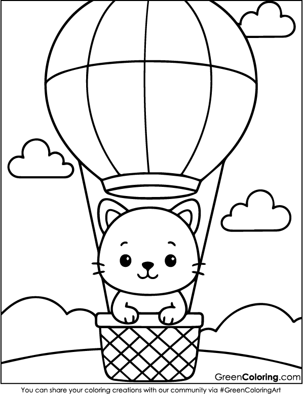 Printable Hot Air Balloon Coloring Pages PDF