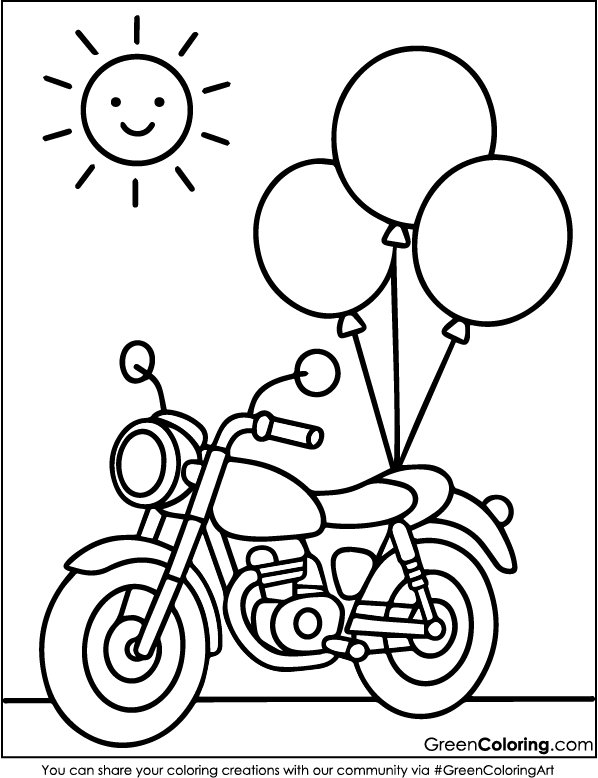Easy Motorcycle Coloring Pages for Kids and Toddlers