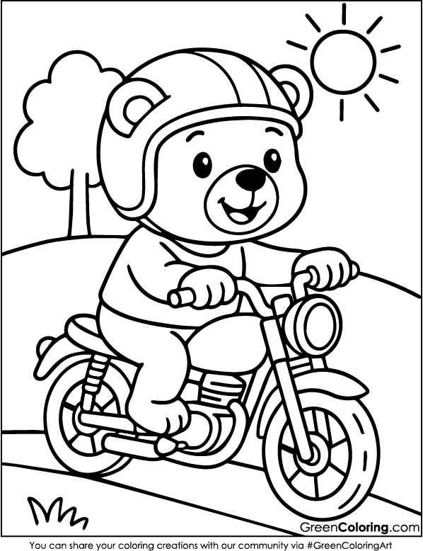 Download Free Printable Motorcycle Coloring Page PDF