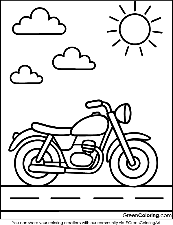 Printable Motorcycle Coloring Pages PDF
