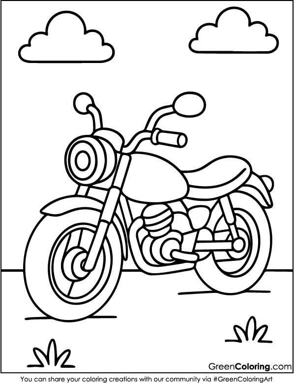 Download Free Printable Motorcycle Coloring Pages PDF
