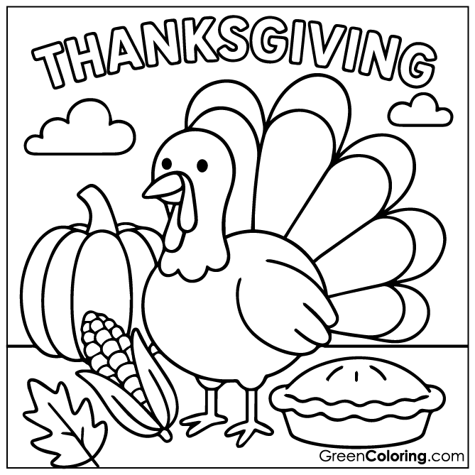 Thanksgiving Turkey Coloring Pages for Kids and Toddlers