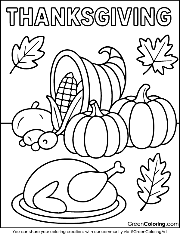 Easy Thanksgiving Coloring Pages PDF Printable
