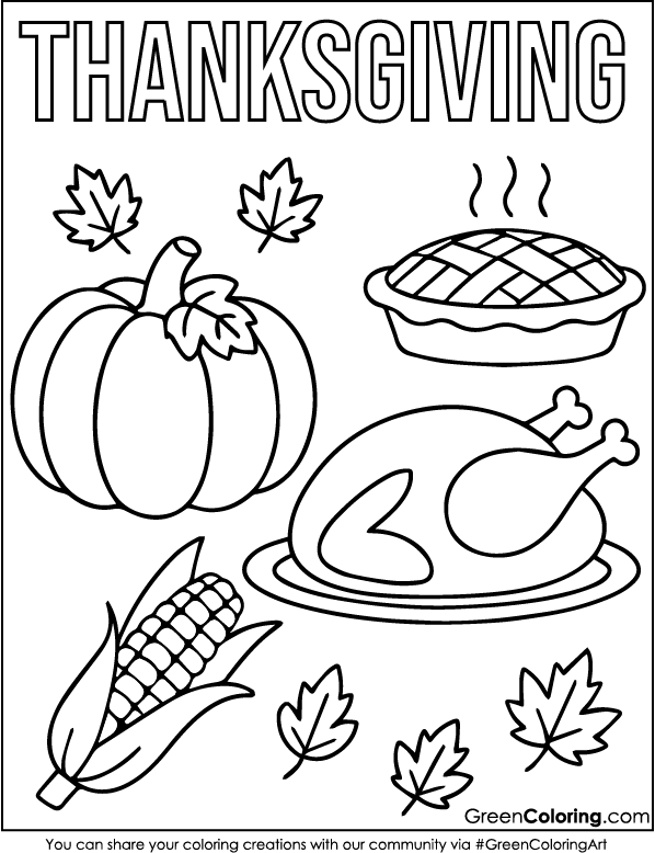 Easy Thanksgiving Coloring Pages PDF Printable