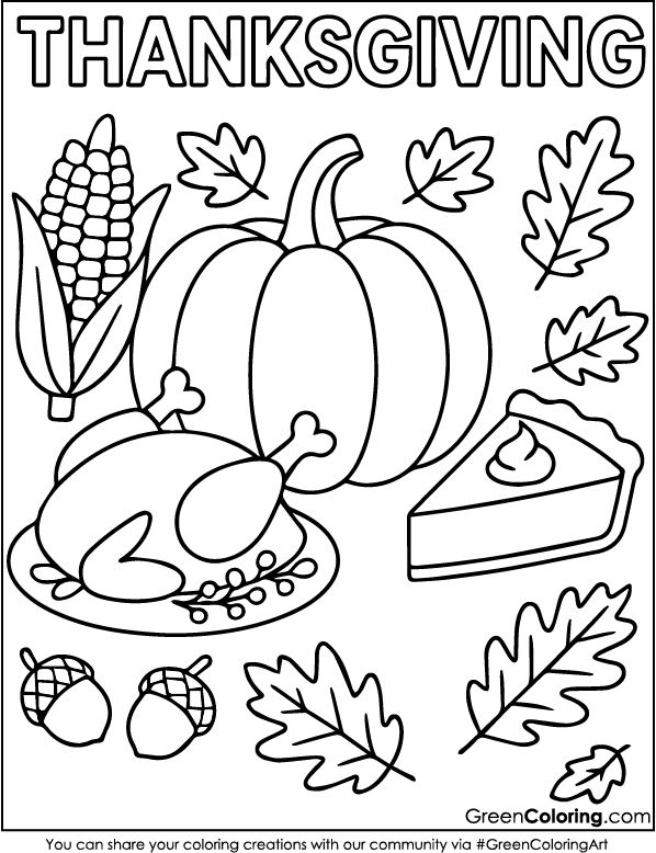 Easy Happy Thanksgiving Coloring Page PDF Printable