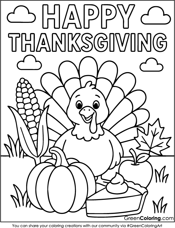 Thanksgiving Turkey Coloring Pages for Kids and Toddlers