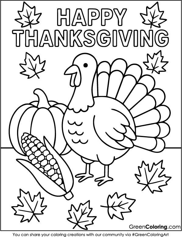 Thanksgiving Turkey Coloring Page for Kids and Toddlers