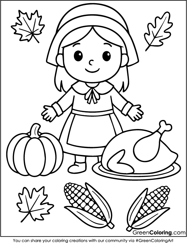 Download Free Thanksgiving Coloring Page PDF
