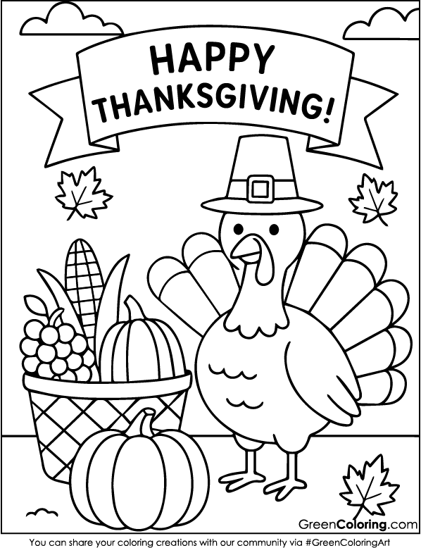 Download Free Thanksgiving Coloring Page PDF
