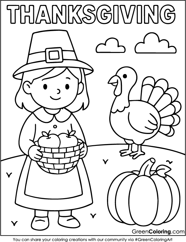 Download Free Thanksgiving Coloring Page PDF