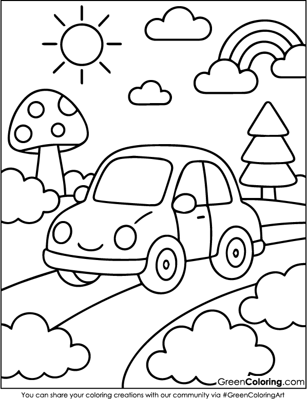 Download Free Car Coloring Page PDF Printable
