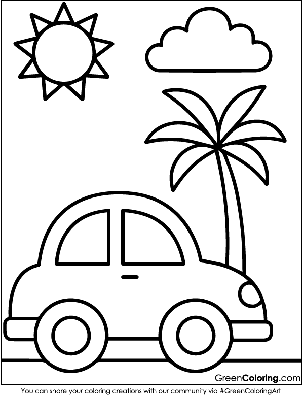 Easy Printable Car Coloring Pages for Kids and Adults PDF