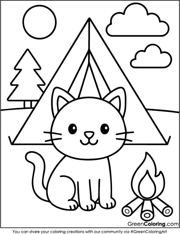 Cute Cat Coloring Pages for Kids