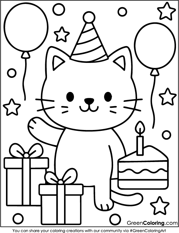 Download Cat Coloring Page for Kids