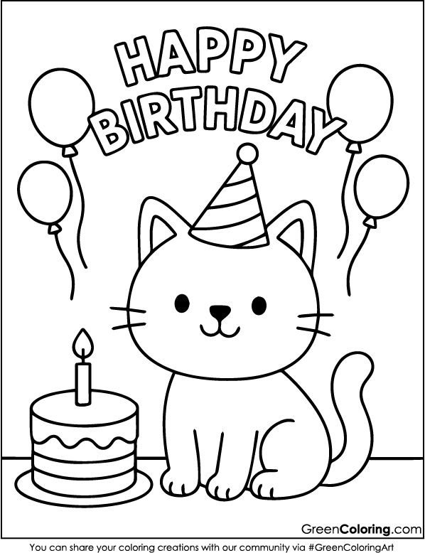 Download Printable Cat Coloring Page for Kids