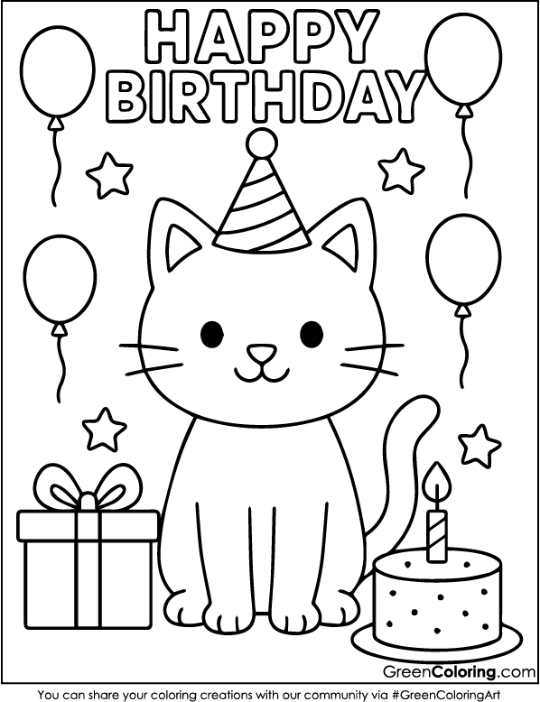 Download Printable Cat Coloring Page for Kids