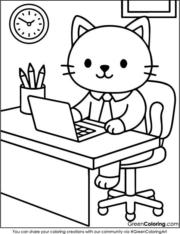 Download Free Cat Coloring Pages PDF Printable
