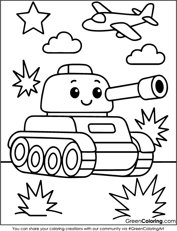 New Tank Coloring Pages for Kids and Toddlers