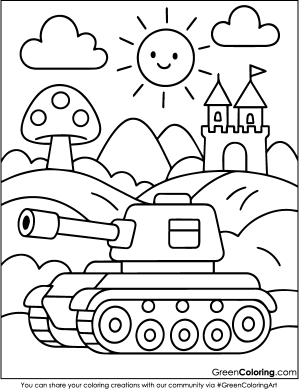 Download Free Printable Tank Coloring Pages for Kids in PDF