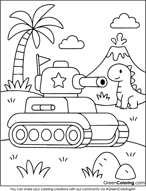 Download Free Printable Tank Coloring Pages for Kids in PDF