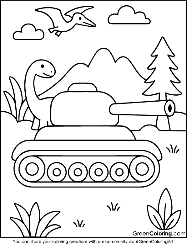 Download Free Printable Tank Coloring Page for Kids in PDF