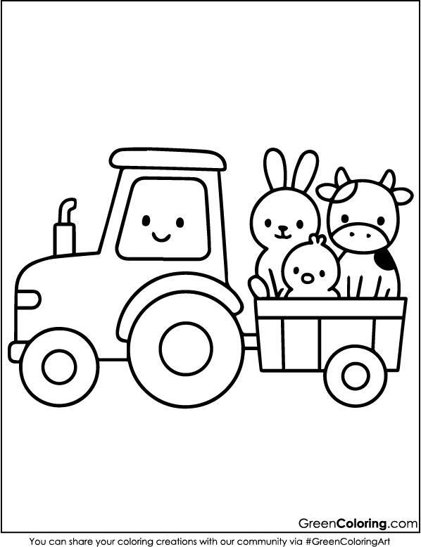Printable Tractor Coloring Pages for Kids Free PDF