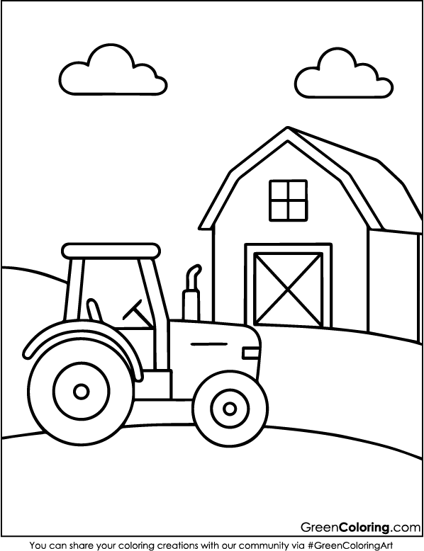 Print Printable Tractor Coloring Page for Kids Free PDF
