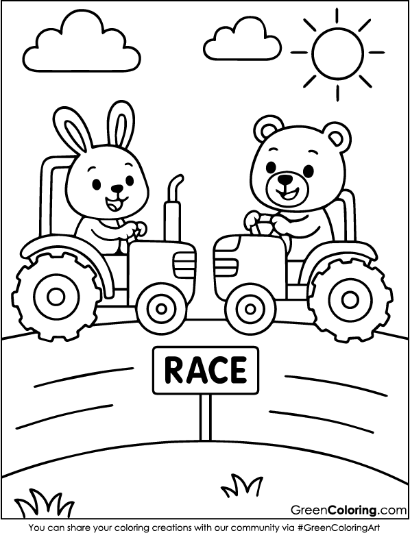 Cute Tractor Coloring Pages for Kids