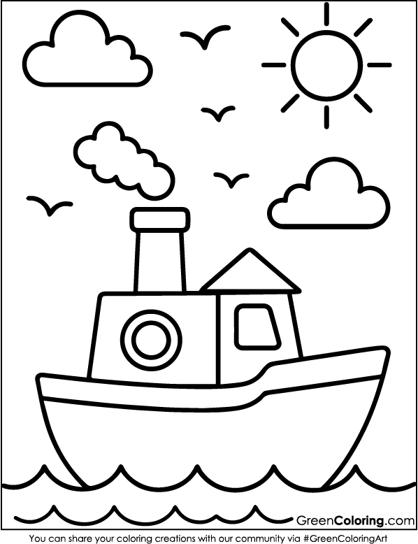 Download Printable Boat Coloring Pages PDF
